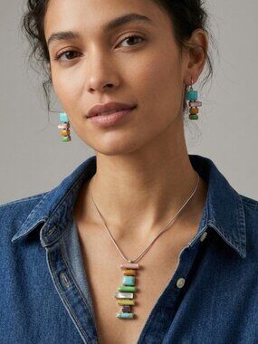 Italian Silver Gemstone Necklace and Earring Set